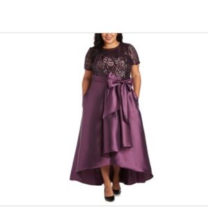 NWT R&M Richard's Purple Sequin Dress with Bow